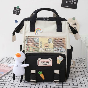 Kylethomasw 5Pcs/set Canvas School Backpacks Women Lovely School Bags for Teenage Girls Bookbags Students Travel Shoulder Bags Ladies